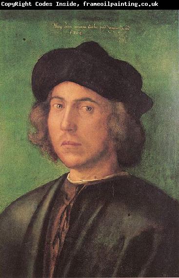 Albrecht Durer Portrat eines jungen Mannes vor grunem Hintergrund